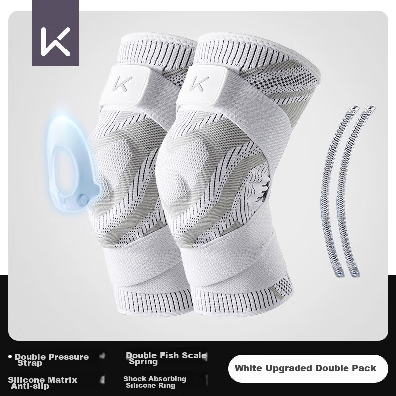 Keep Knee Pads, Sports Knee Brace for Basketball And Running Gear, Professional Fitness Jump Rope Accessory, White And Gray Color, 2-Pack, Size M