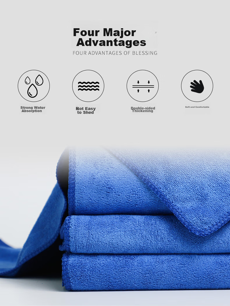 Good Weather Thick Cleaning Cloth for Car Washing, Property Maintenance, Kitchen Use, Lint-Free Towel, Two Pieces, 35*75cm, Blue 1