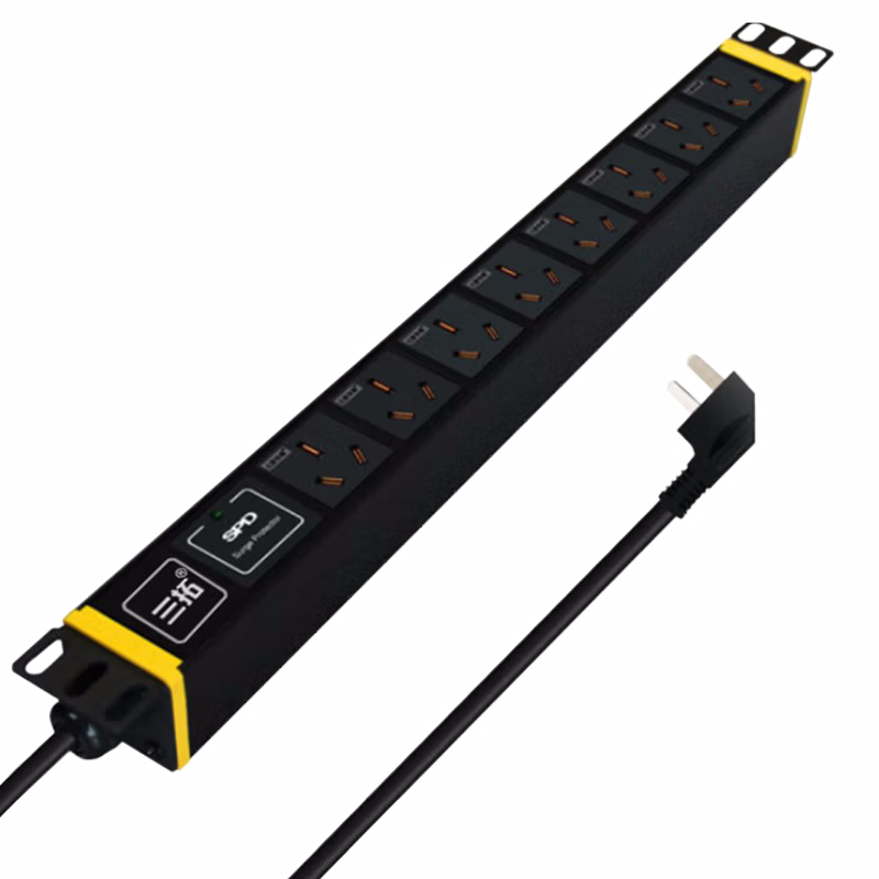 Santuo TS8207 Cabinet PDU Power Socket Strip, 16A Input, 8 Outlets, 16A Output, National Standard Holes, SPD Holes, Lightning Protection Module, 2.5 Square Wire Core, 4000W
