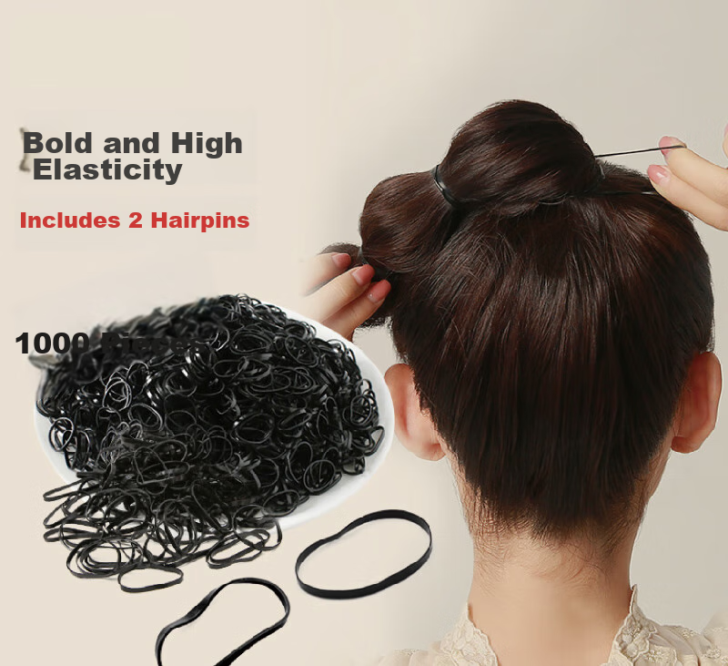 Jianyingshu Packaged Colorful Elastic Hair Bands 1000pcs Thickened High Elasticity Disposable Rubber Bands for Kids Hair Ties 1