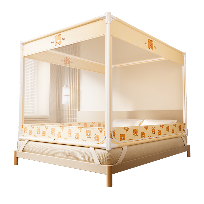 Cottonfaith Class A Home Baby Child Fall Prevention Fence Mosquito Net Frame Full Bottom Three-Door 1.8x2 Meters [Frame Thickened And Reinforced]