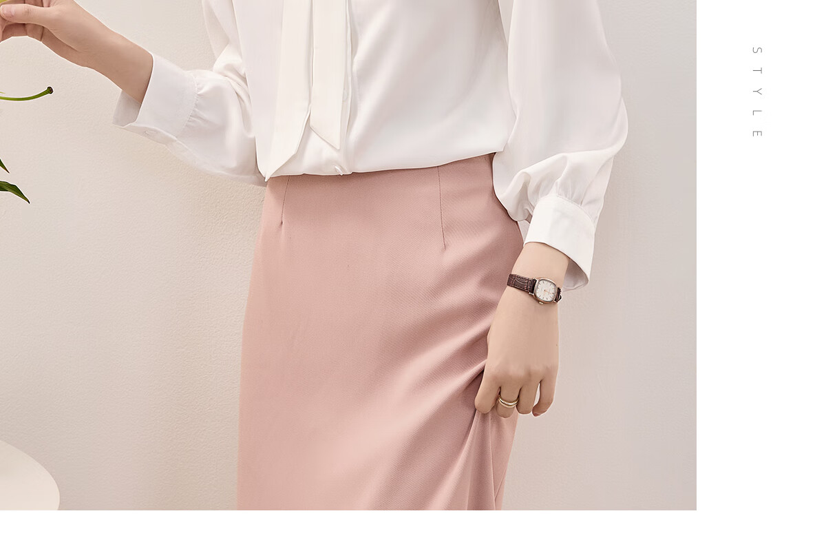 Chushen Long-Sleeve Shirt for Women, Elegant Lapel Design with Bow Tie, Casual White Blouse S13KC2990 Size M 21
