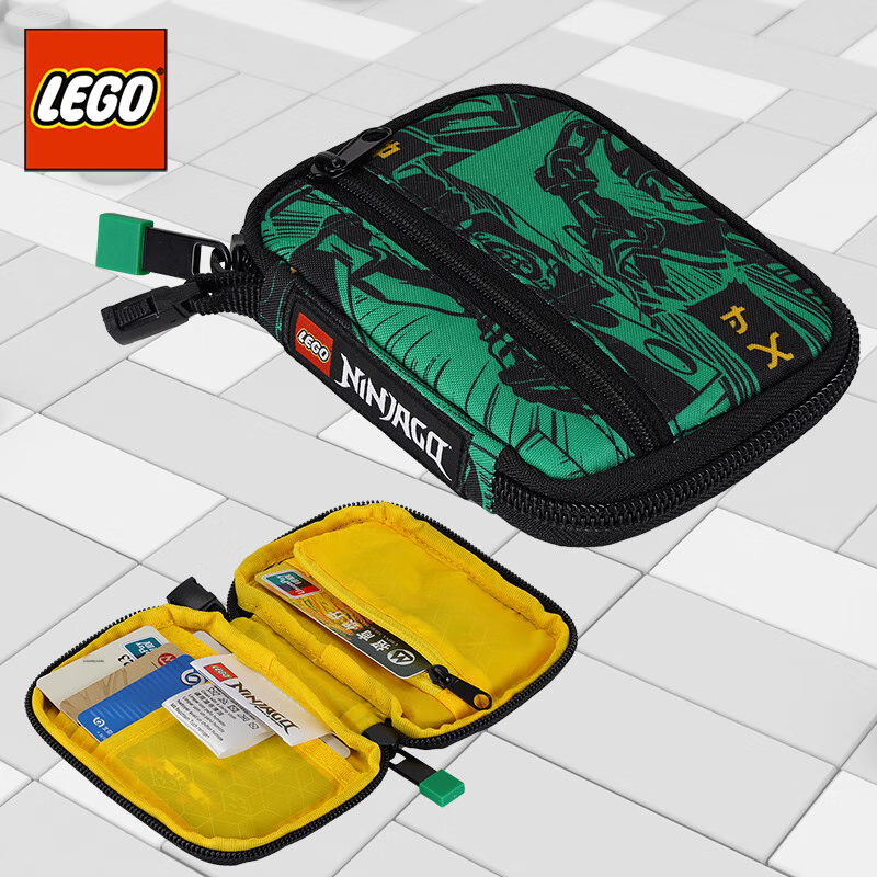 LEGO Card Holder Coin Purse Children's Bus Card Holder Neck Strap Easy-To Buckle Phantom Ninja Green 20063