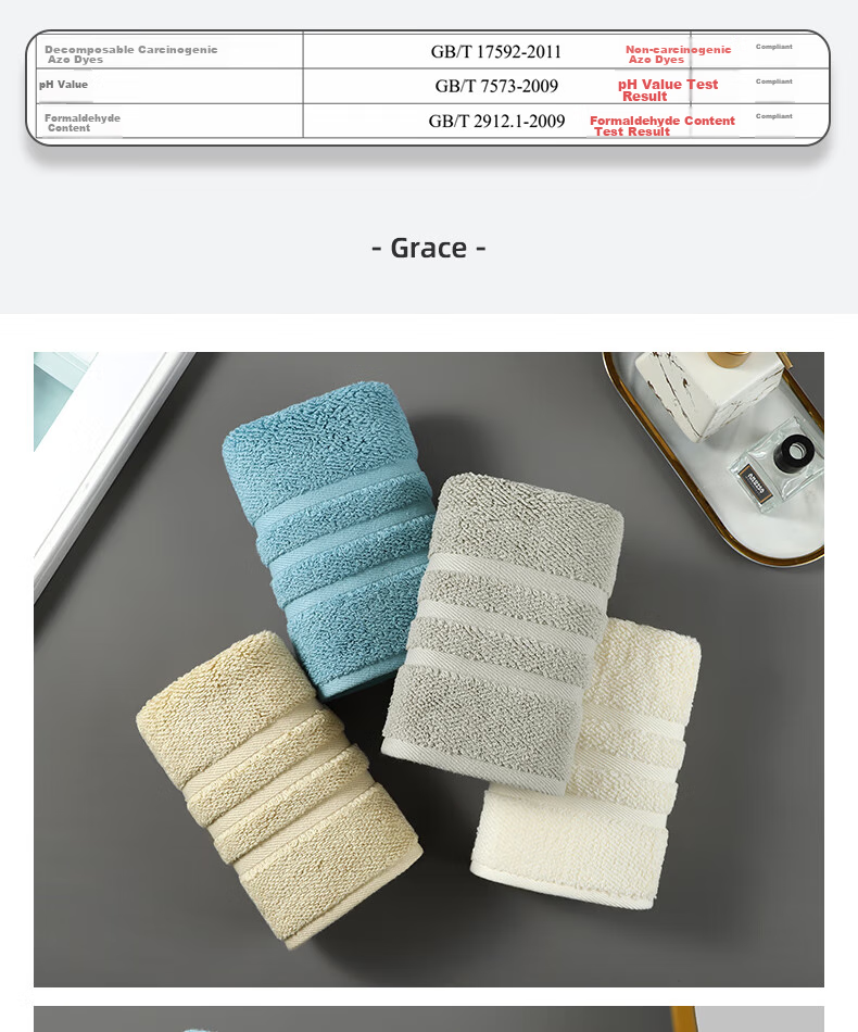 Grace 10A Antibacterial Towels, 3 Pack, Extra Large, Skin-Friendly, Breathable, Quick-Drying, Soft, Unisex Face Towels 11