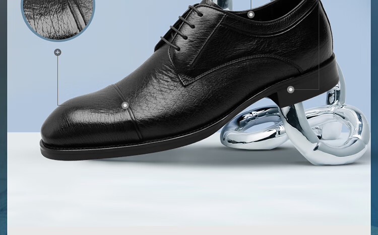 Goldlion Men's Derby Shoes, Business Formal Shoes, Fashionable And Comfortable Leather Shoes G521330304AAA Black Size 39 1