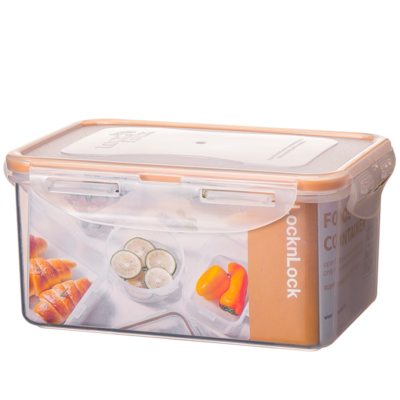 LOCK&LOCK Plastic Food Storage Container, Microwave-Safe Lunch Box for Office Workers, Sealed Large Capacity Fruit Bento Box