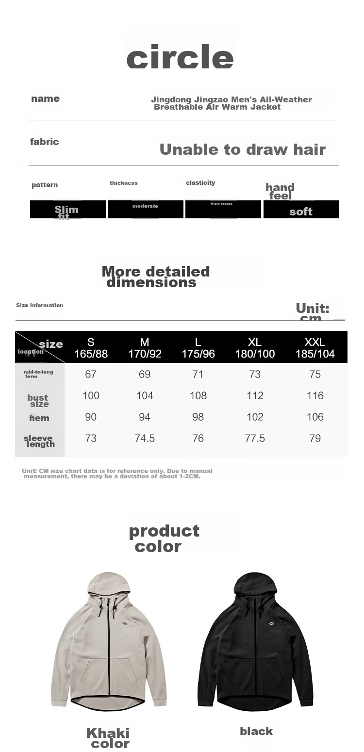 JD Original Air Warm Sports Jacket for Men, Knitted Hooded Spring Outdoor Windproof Warm Running Casual Coat, Black Size S 17