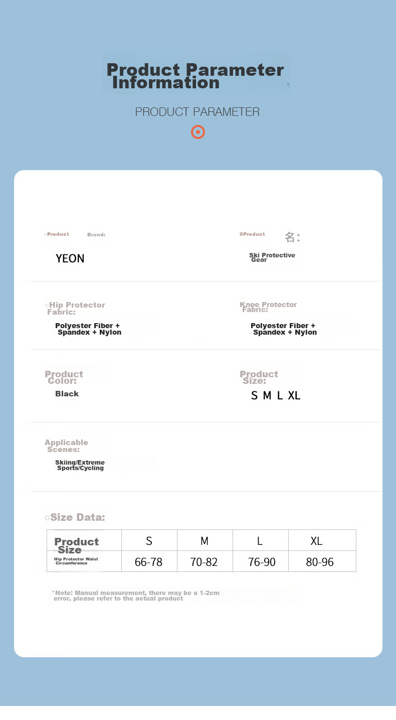 YEON Ski Protective Gear: Hip And Knee Pads, Unisex Ski And Roller Skating Protective Shorts NP2-5601S 10
