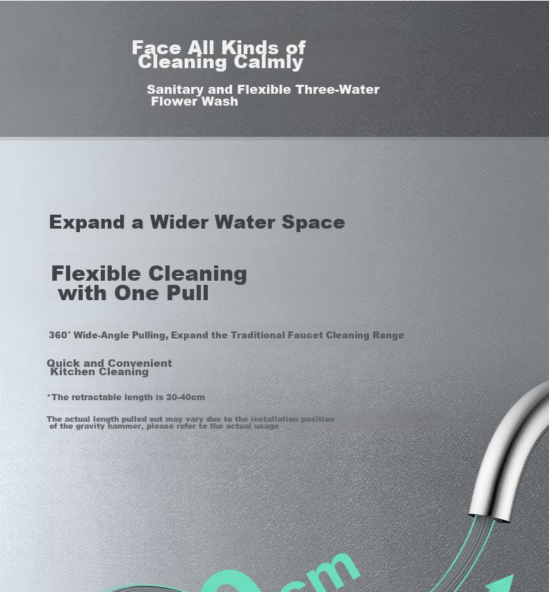 JOMOO Faucet Kitchen Sink Cold And Hot Pull-Out Four-Function Flying Rain Waterfall Sink Faucet 33229 6