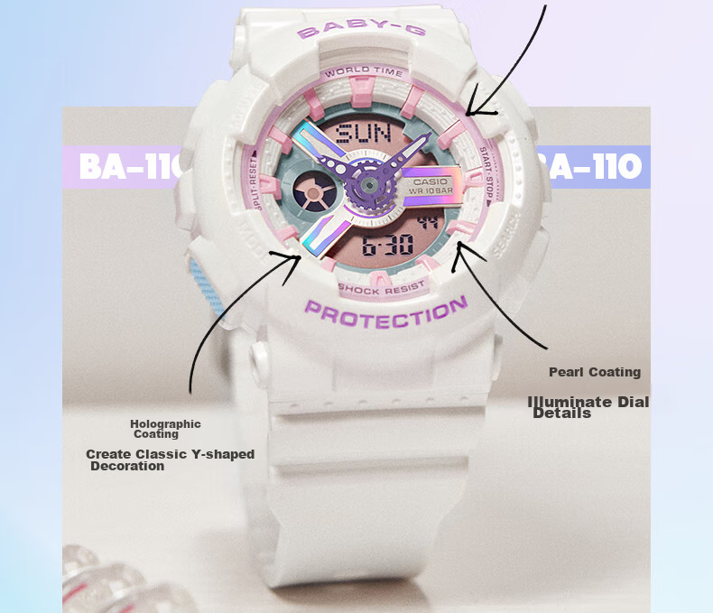 Casio Women's Watch, BABY-G Dream Series Sports Digital Student Watch, Gift for Girlfriend, BA-110FH 12
