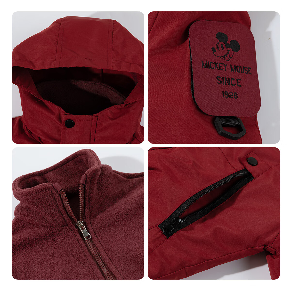 Disney Kids Winter New Boys' Three-in-One Waterproof and Windproof Two-Piece Comfortable Warm Jacket Red 110