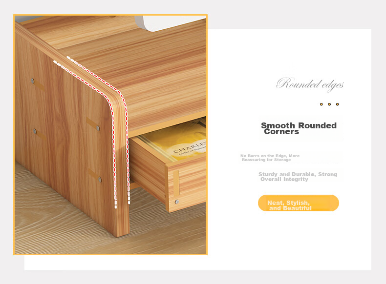 Shuranjia Monitor Riser Stand, Desktop Organizer with Drawer, Cherry Wood Color, SZ08-2 16