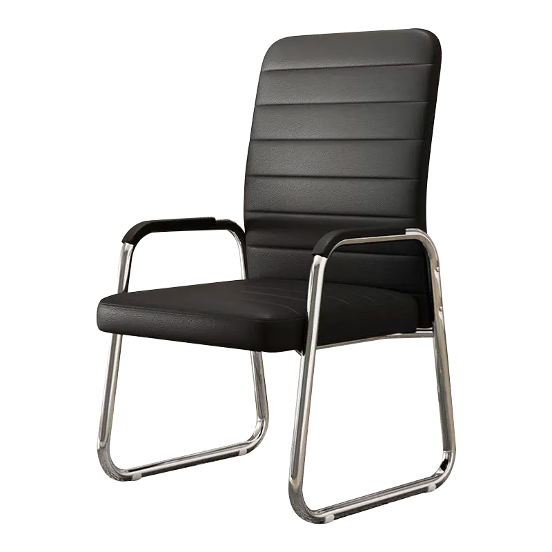XINGKAI Computer Chair, Home Office Chair, Bow-Shaped Chair, Backrest Chair BG220, Electroplated Black Leather Latex