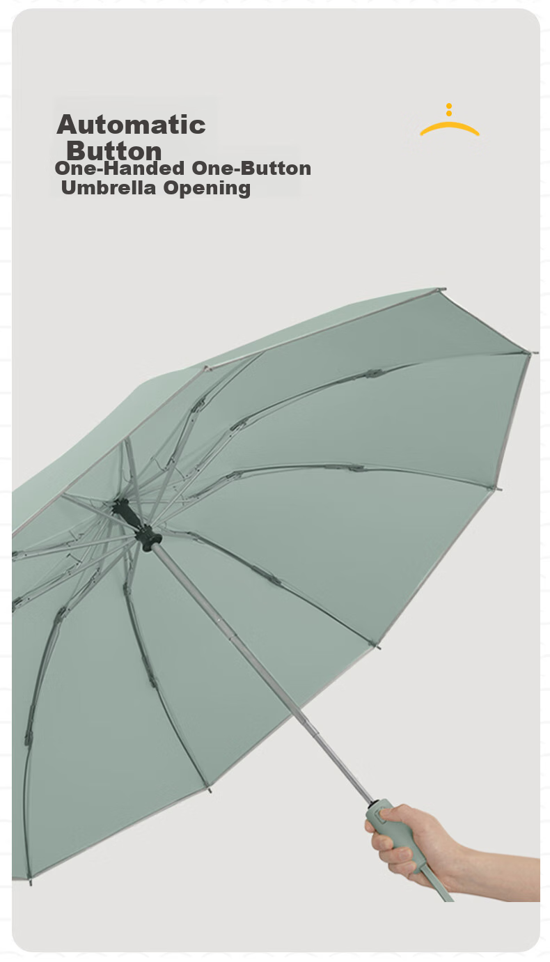 MAYDU Reverse Folding Umbrella, Three-Fold with 10 Ribs, Dual-Purpose for Sun And Rain, Double-Person Umbrella, M3362 Khaki Color 8