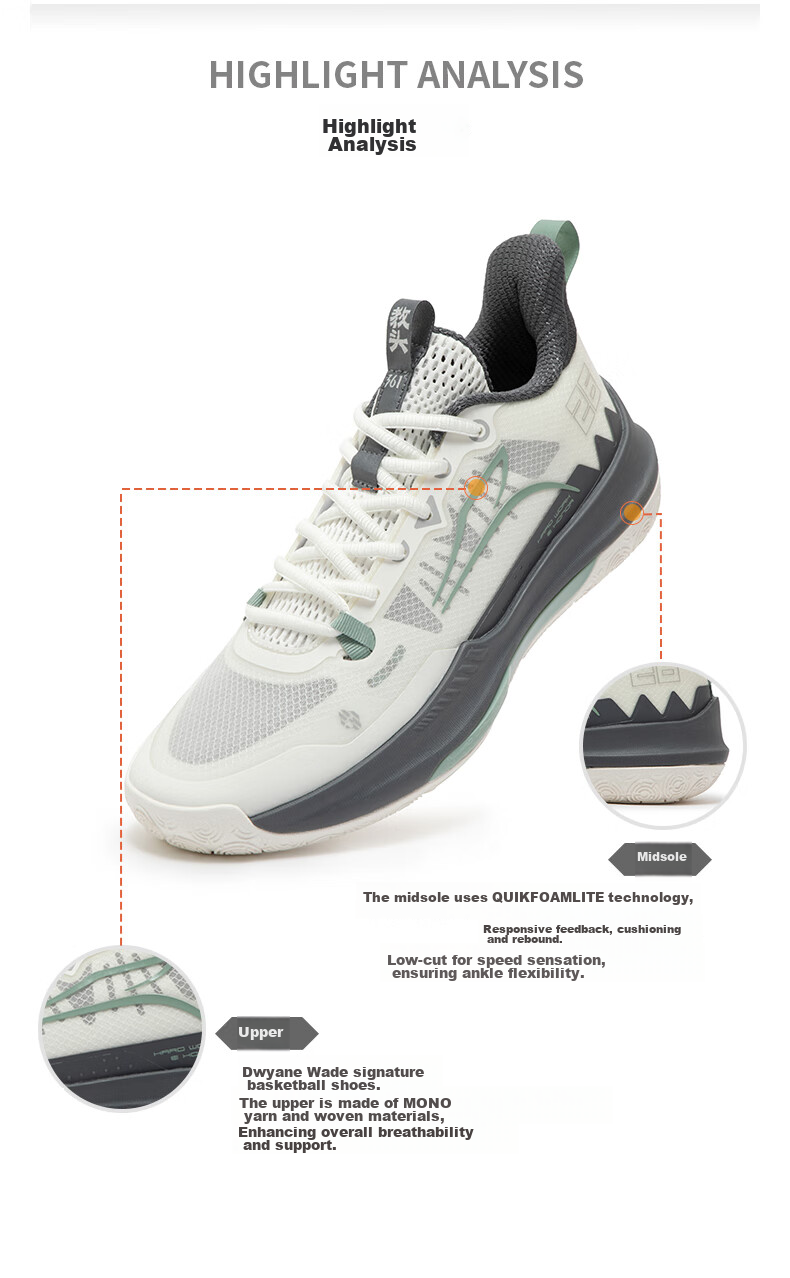 361° Basketball Shoes for Men, DVDTeam Dingweidi Spring And Summer Youth Breathable Professional Sports Shoes 672421113-1 Size 41 80