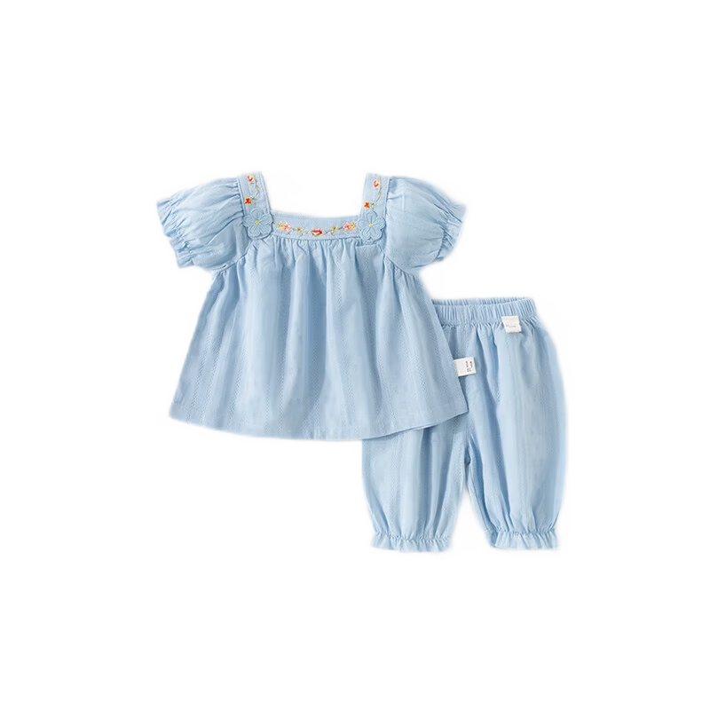 Huanxixiaoxiong Girls' Short Sleeve Set Baby Summer Pure Cotton Breathable Clothes Children's New Top and Five-Point Pants Fashionable Kidswear