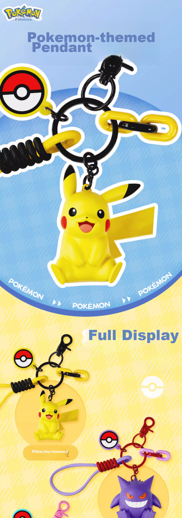 Manwu Authentic Pokemon Pikachu Keychain Pendant, Cartoon Creative Cute Ornament, Trendy Bracelet with Fragrance 1