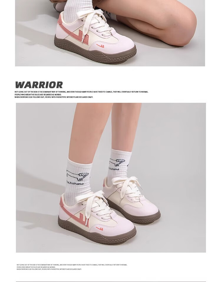 Warrior Women's New Dopamine Derby Shoes Thick Sole Versatile Sneakers Fashion Shoes Beige/Black Mesh Size 38 11