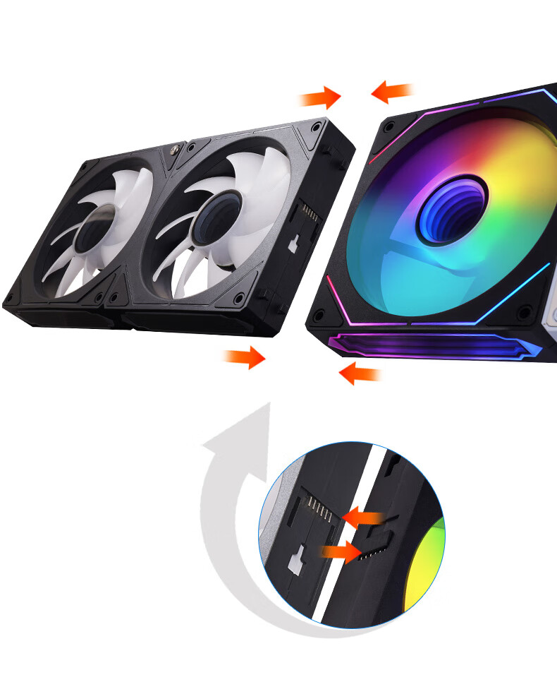 Wanjia Xingchen Pro Building Block Fan, White Reverse Triple Pack, 12CM Water-Cooled Chassis Fan Module, Wireless Splicing/ARGB Synchronized Lighting/PWM Temperature Control 3