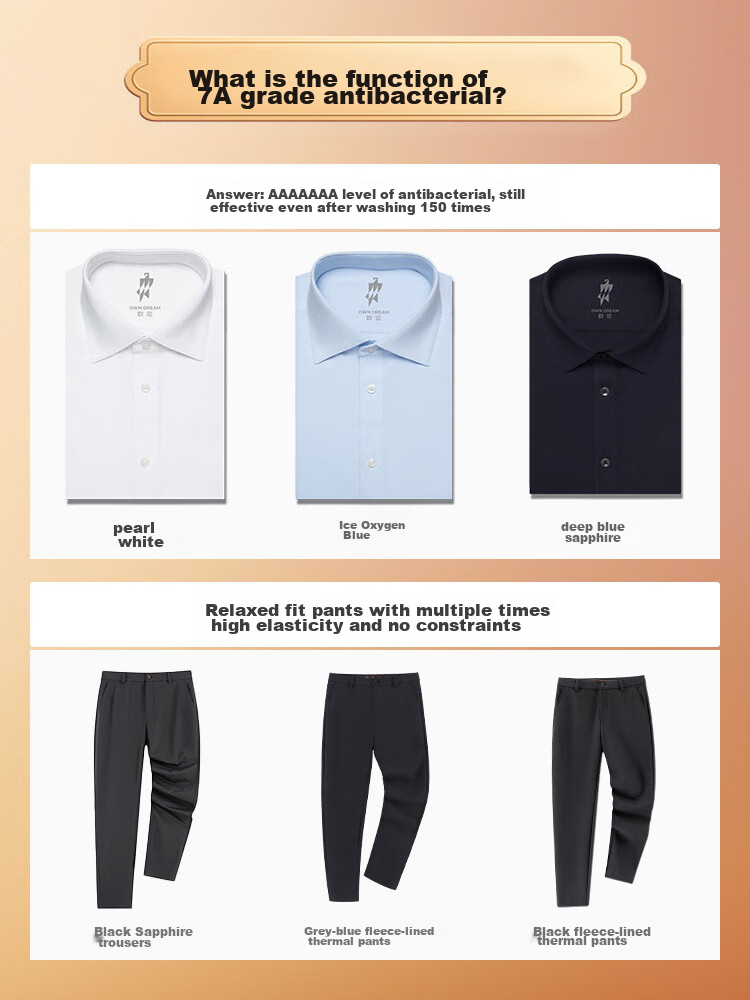 OUDING First-Class Black Diamond Dress Pants for Men, Easy-Care, High-Elasticity, Wrinkle-Resistant, Business Casual Trousers, Black Diamond, Size 38 1