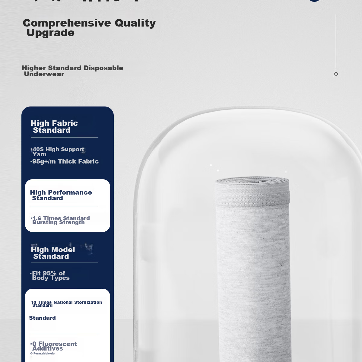 Freego Pure Cotton Disposable Men's Underwear, Sterilized, No-Wash, 5 Individually Packed, for Travel, Business Trips, Men's Gray Triangle Briefs, XL Size 7