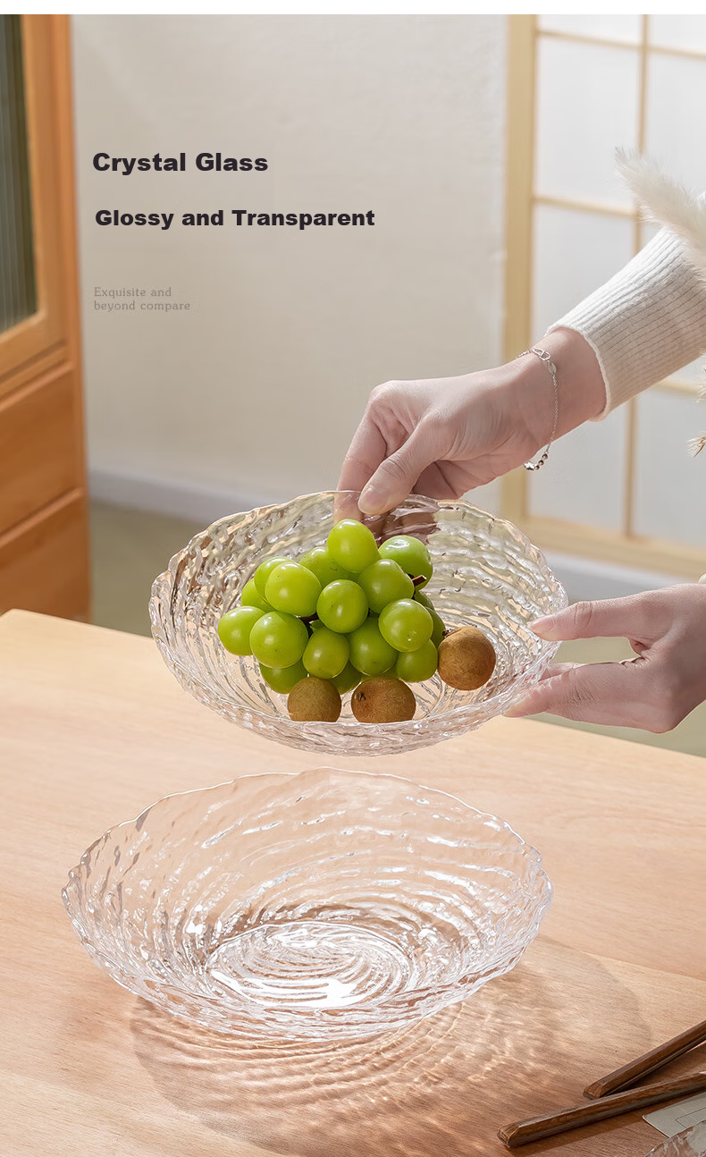 CRISTALGLASS Crystal Glass Fruit Plate, Home Living Room Coffee Table Fruit Dish, Light Luxury Dried Fruit Plate, Snack Storage Tray, High-End Large Size 2