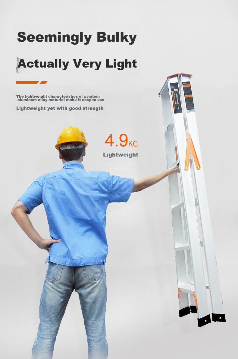 AOPENG Folding Ladder, Household A-Frame Ladder, Thickened Aluminum Alloy Six-Step Ladder, Multifunctional Double-Sided Engineering Staircase 11
