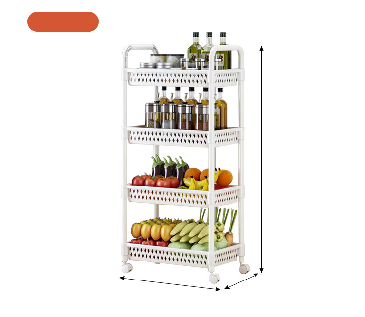 Yupin Floor Storage Rack Cart Living Room Snack Storage Shelf Kitchen Layered Rack Black with Handle 3-Tier ZW295 19