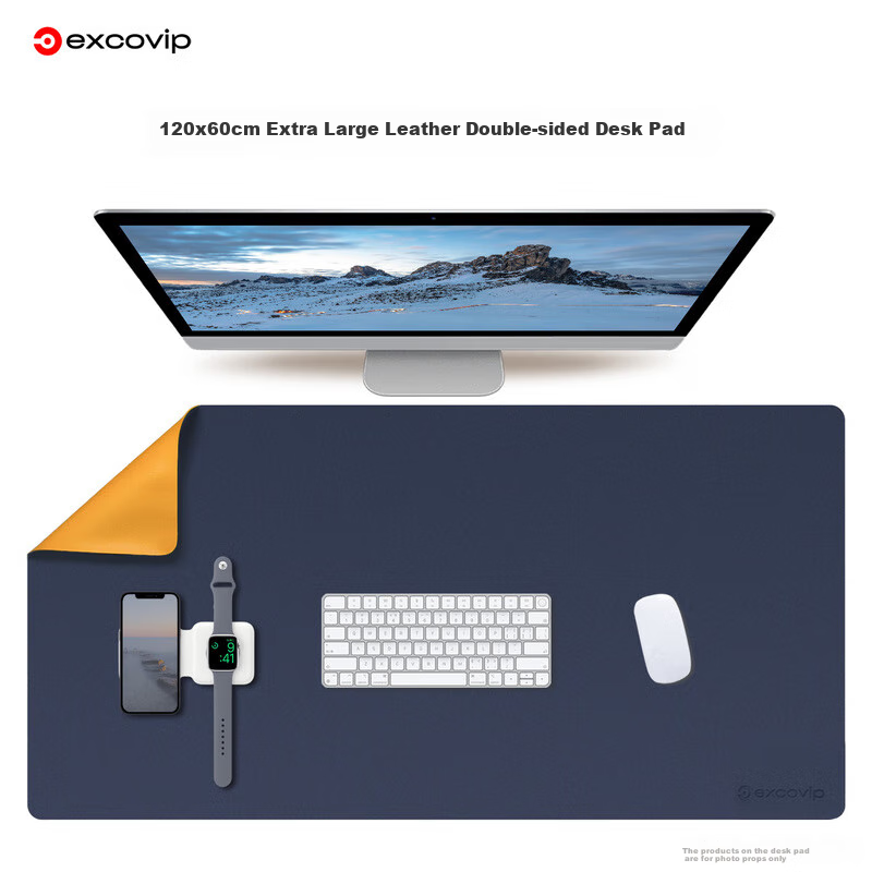 EXCO 1.2-Meter Mouse Pad, Extra Large Desk Mat, Computer Office Desk Pad, Leather Desk Mat, Large Mouse Pad, Waterproof Leather Desk Cover, Double-Sided Gaming Keyboard Mat, Blue And Yellow, 3767