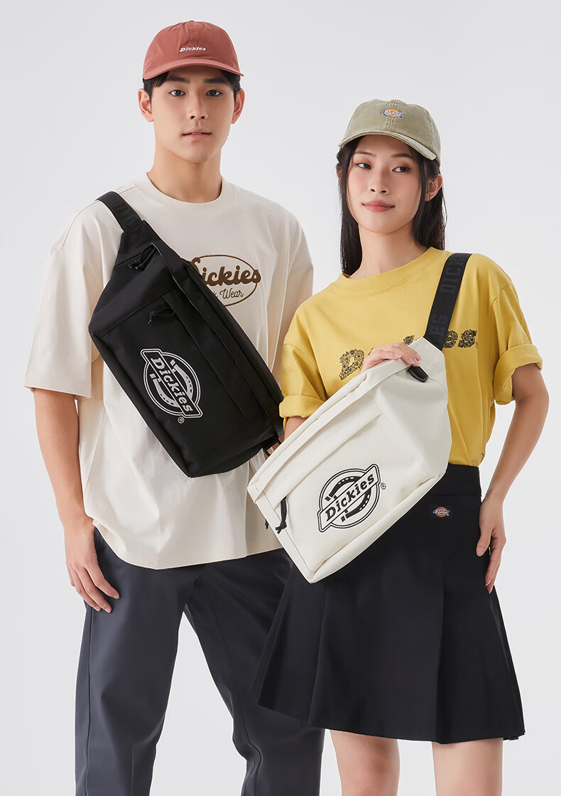 Dickies Men's Crossbody Bag DK Casual Sports Bag Campus Student Canvas Chest Bag Lightweight Cycling Waist Bag Large Capacity Storage Bag 19