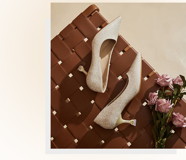 DAPHNE Women's High Heels, Pointed Toe, Stiletto, Shallow Mouth, Single Shoes, Fairy Style, Elegant Heightening Wedding Party Shoes, Champagne Color, Size 34 12