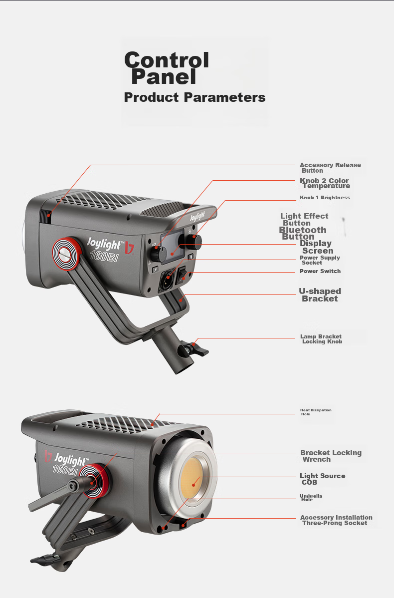 JINBEI EF150 Upgraded JL160BI Live Streaming Video Fill Light, for Streamers, Green Screen, Studio Photography LED Constant Light, Hair Lighting, Atmosphere Lighting, Studio Portrait Deep Shadow Soft Light 15