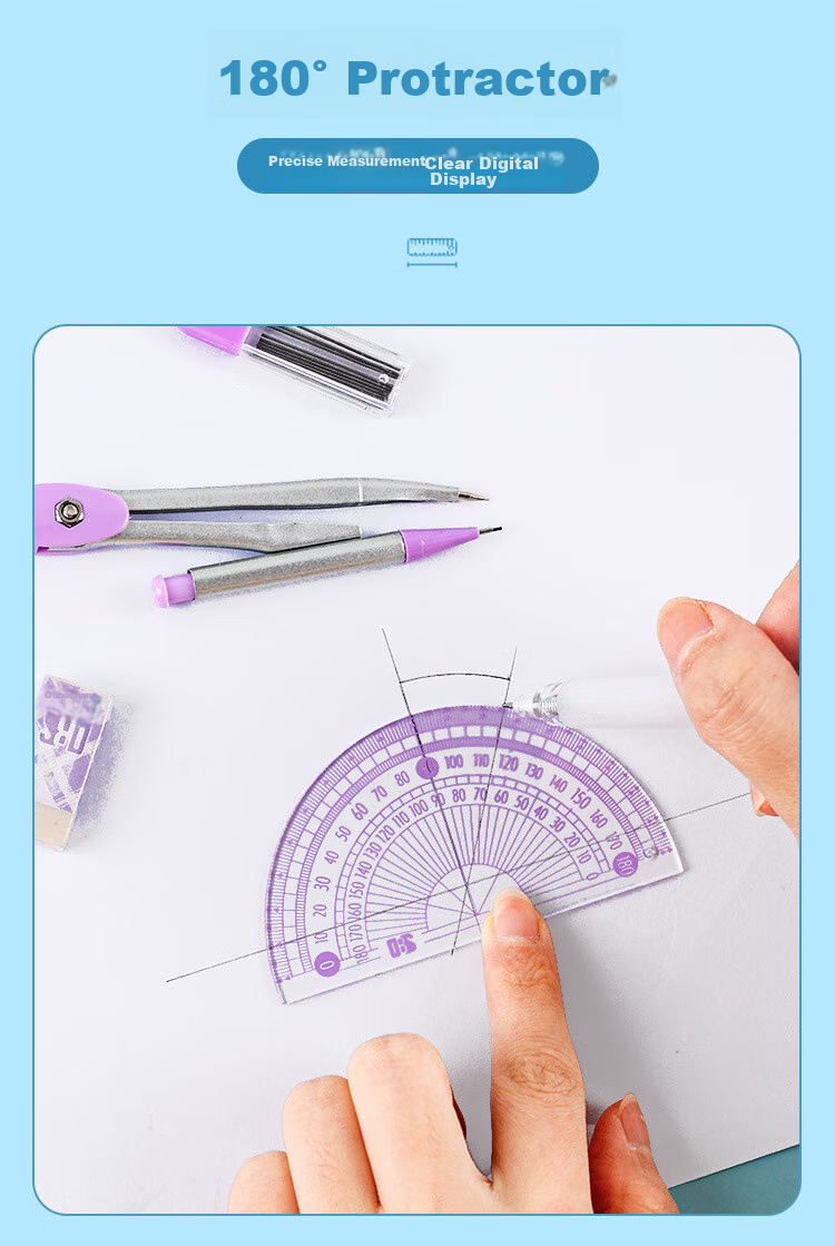 KALRENCAT Stationery Student Exam Drawing Ruler Set: 15cm Straight Ruler + 2 Triangular Rulers + Protractor, 4-Piece Set Recommended for Exams, National Day And Mid-Autumn Festival Gift Package 11