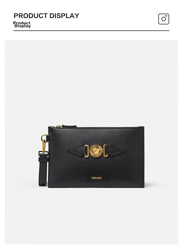 VERSACE Old Money Style Luxurious Metal Logo Clutch with High Elasticity 7