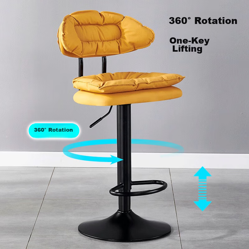 Huakaizhixing Bar Stool, High Chair, Adjustable Height Pub Chair with Backrest, Home Chair BY652 Gray