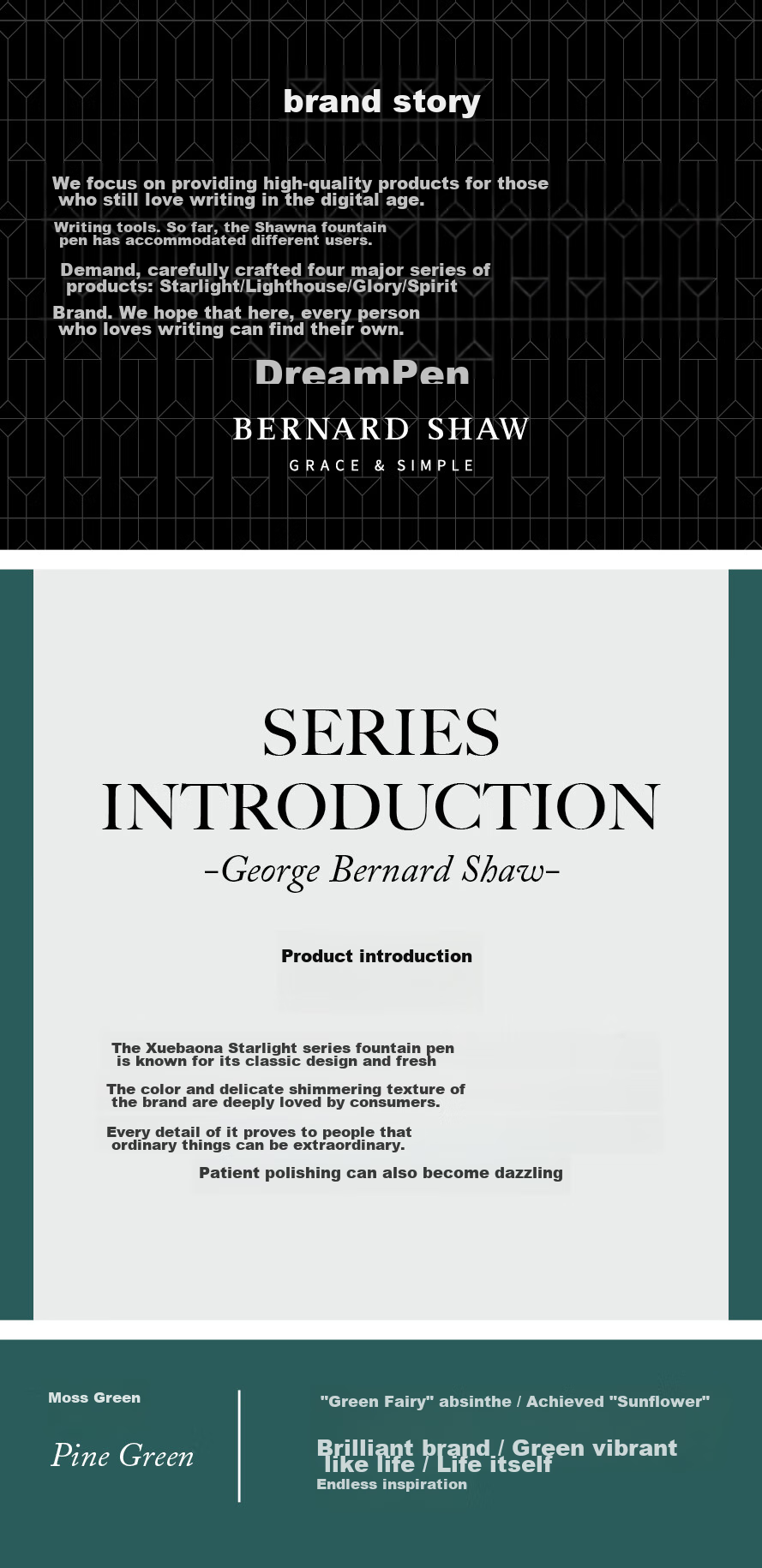 Bernard Shaw Mid-Autumn Festival And National Day Gift Ballpoint Pen High-End Luxury [Starry] Pine Green Premium Refill Gift Box Set for High-End Business Office Me 2