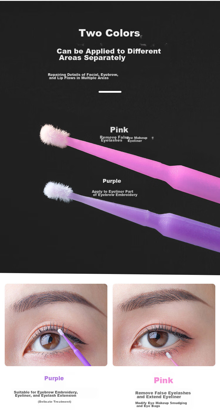 UPLUS Nano Cotton Swabs, Makeup Cotton Swabs, Thin Small Cotton Sticks, Purple, 200 Pieces, for Eye Makeup, Eye And Lip Line Detail Modificatio 4