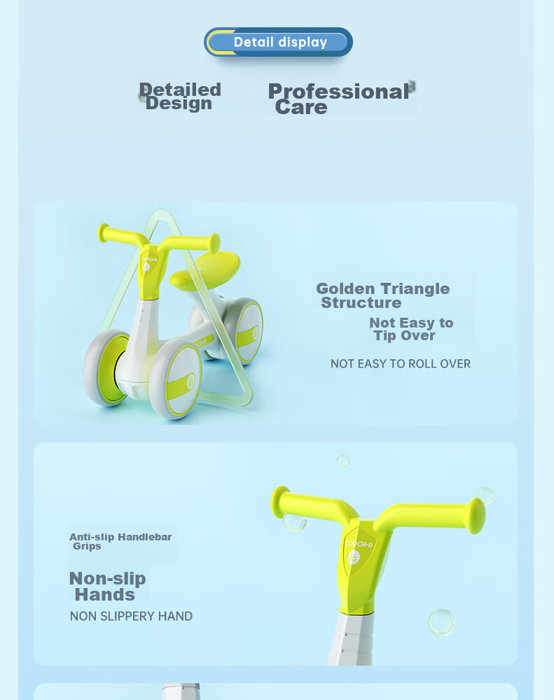 COOGHI Baby Walker, Anti-O Leg, Anti-Rollover, for Ages 1-3, Quiet Wheels, Eco-Friendly, Lightweight, Birthday Gift, Kuqi B1 16
