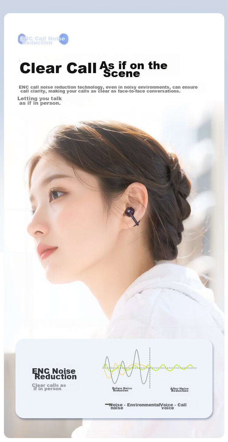 TOZO Open-Ear Headphones, Wireless Bluetooth Earphones for Running And Sports, AI Smart Translation, New Model Open Ear Ring Compatible with Apple, Huawei, Xiaomi 9