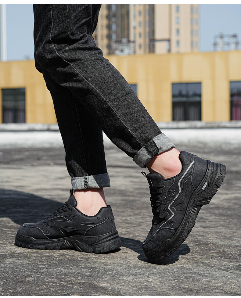 Paul Frank Casual Shoes, Unisex Sneakers, Couple's Martin Boots, Low-Top Outdoor Retro Work Boots, 245U Black, Size 43 5