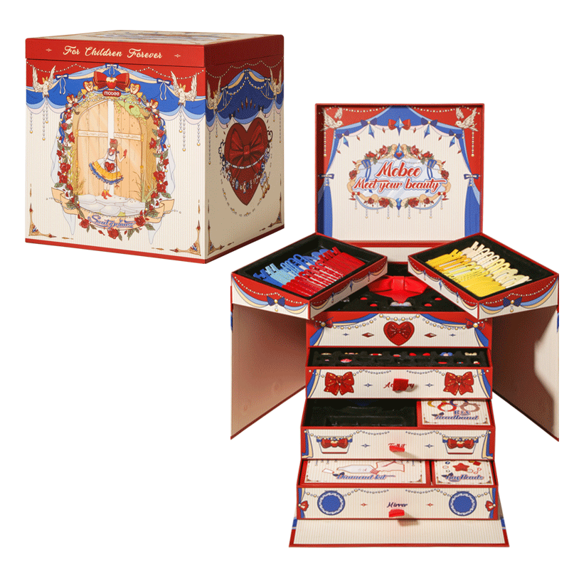 Mobee Children's Hair Accessories Gift Box, Birthday Present for Girls Aged 7-14, High-Quality Jewelry Box with Hair Clips, DIY Dress-Up Gift Set