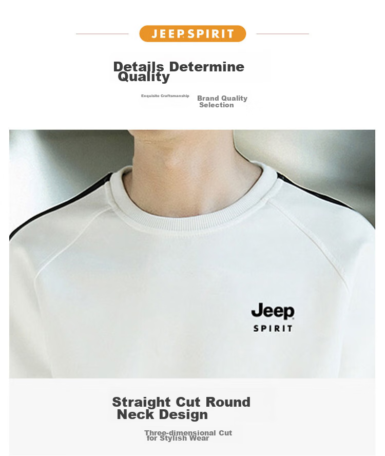 JEEP SPIRIT Men's Sweatshirt, Spring Round Neck Top, Casual T-Shirt, Black, 2XL 9