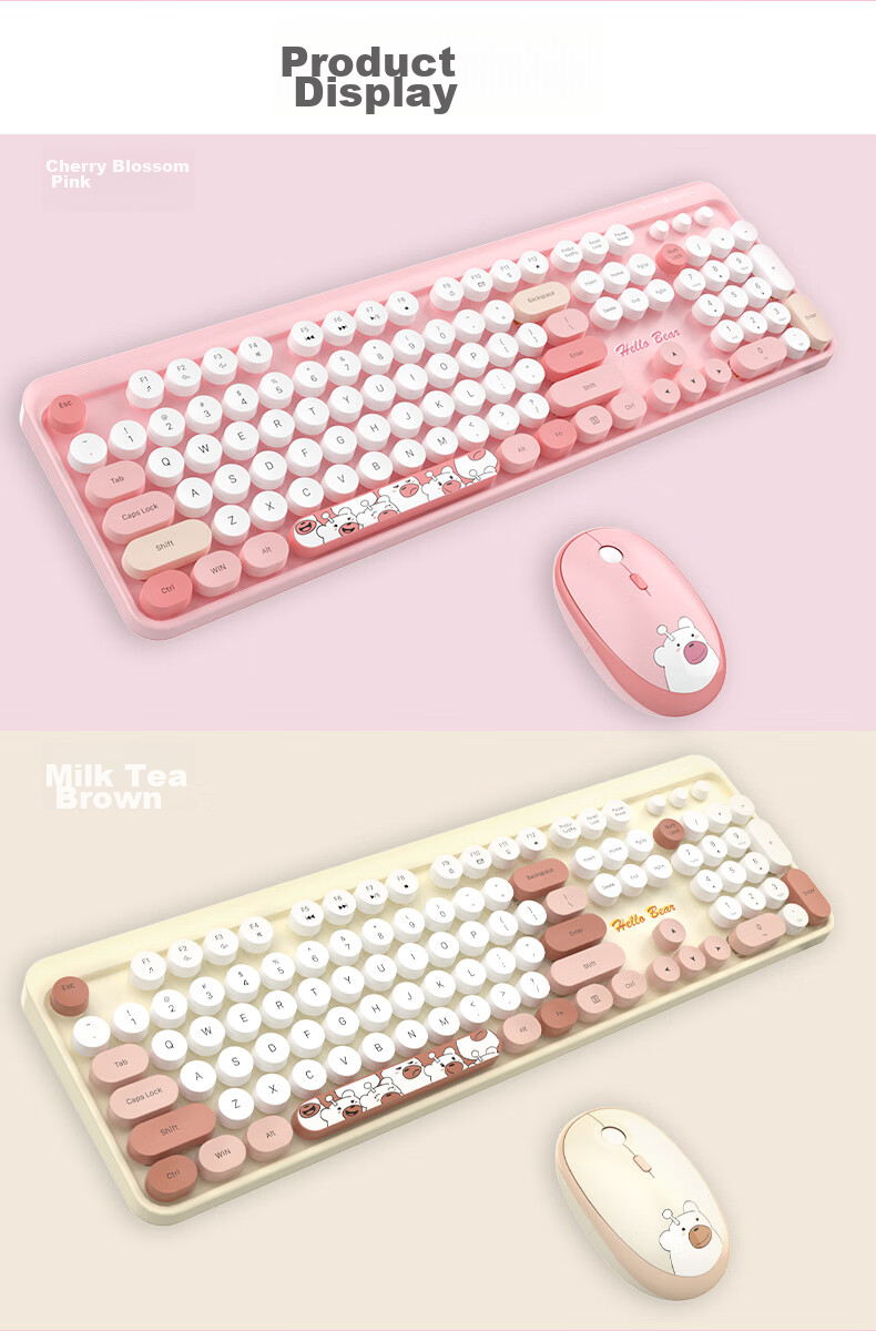 GEEZER Zero Wireless Retro Punk Keyboard And Mouse Set, Office Keyboard And Mouse Set, Mouse, Computer Keyboard, Laptop Keyboard, Beige 13