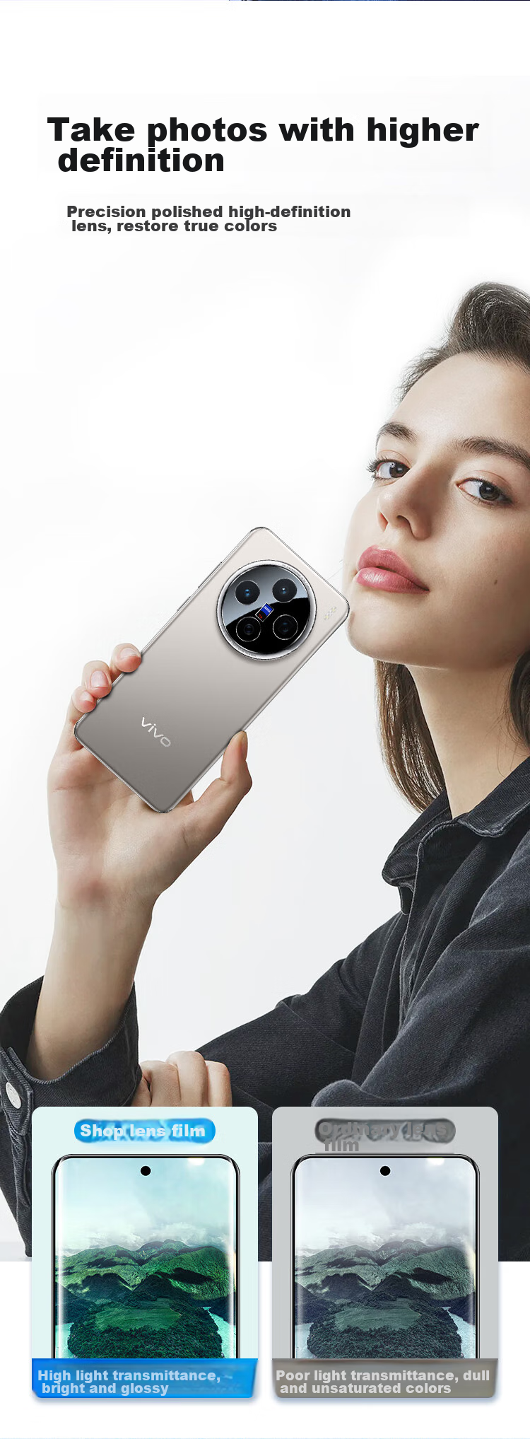 KOOLIFE Lens Protector for Vivo X200 Camera, Protective Film for Vivo X200 Rear Camera, AR Enhanced Transparency Ultra-Thin High-Definition Wear-Resistant Scratch-Resistant Dust-Proof Film 8