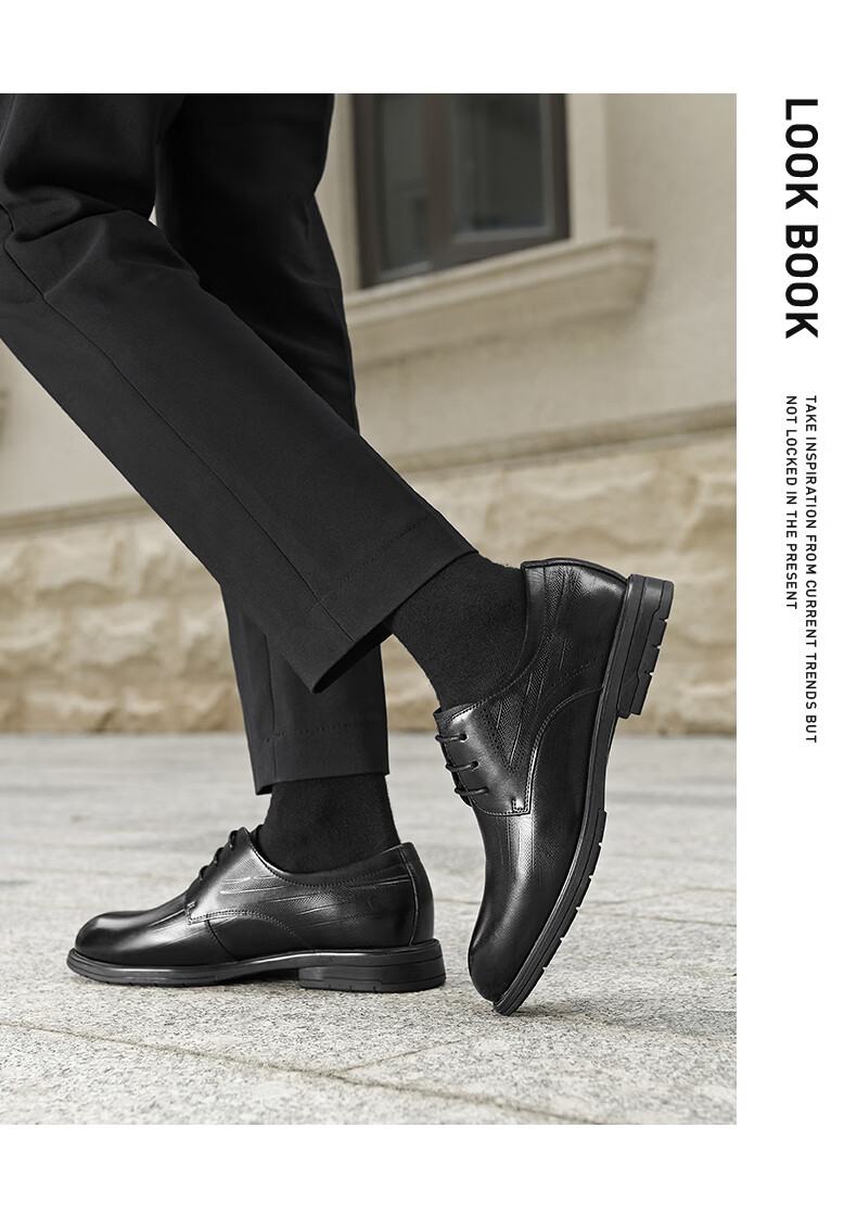 HLA Men's Leather Shoes, Business Formal Wear, Comfortable Wedding Groom Derby Shoes HAAPXM2FBA242, Black, Size 40 6