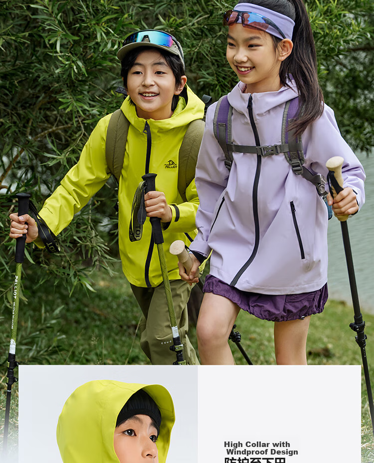 Pelliot [Xiaoyanke] Outdoor Children's Single-Layer Windbreaker, Waterproof And Windproof Jacket, 135101022 Black, Size 140 9