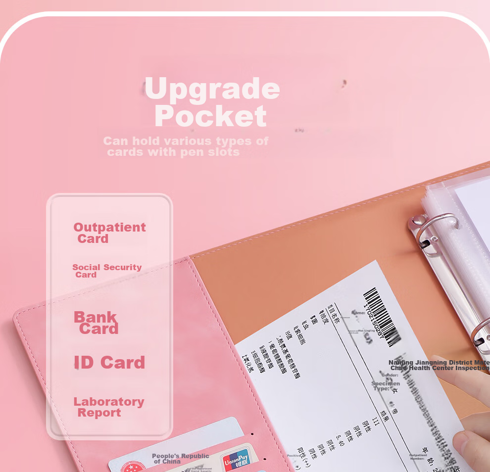 Jiaranheng Horse Year Handheld Pregnancy Check-Up Organizer, Prenatal Report Form, Maternity Pregnancy Record Book, Ultrasound Examination Form, File Folder, Large Capacity Collection Book, Pink 18