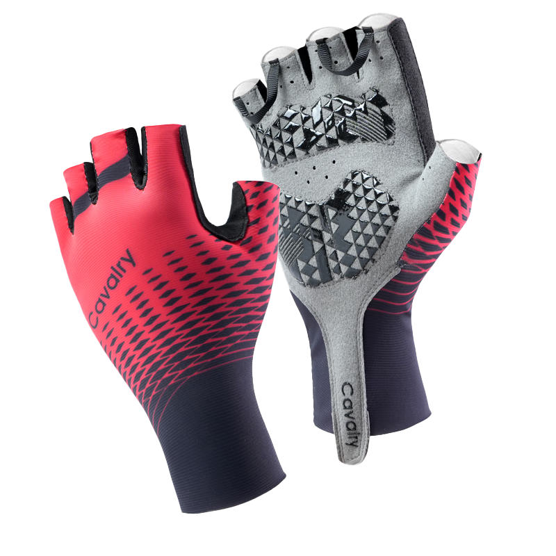 CAVALRY Cycling Gloves for Men And Women, Summer Sports Non-Slip Breathable Outdoor Half-Finger Road Bike Gloves, Red XXL