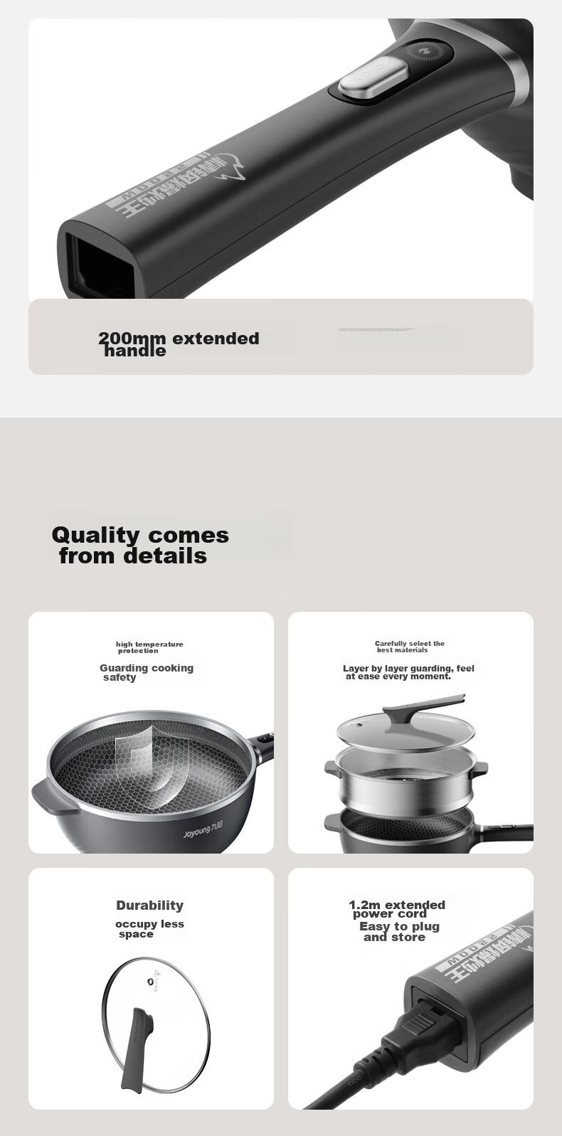 Joyoung Electric Wok And Cooker with Precise Temperature Control, Multi-Functional Household Electric Hot Pot, 2200W High Power, All-In Steaming And Cooking Pot [Steamer Model] GC45S 14