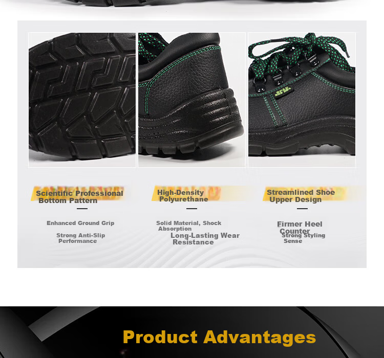 DUNWANG Safety Shoes 2377, Steel Toe Anti-Smashing Puncture-Resistant Anti-Static Cowhide Non-Slip Oil-Resistant Work Boots for Men And Women, Construction Site Workshop Multi-Functional Protective Footwear Size 41 6